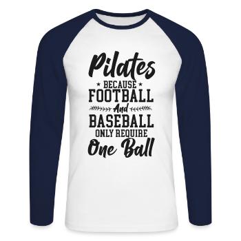 Instructeur de Pilates Professeur de Pilates - T-shirt baseball manches longues Homme - blanc/marine - Devant - Nik (191cm)