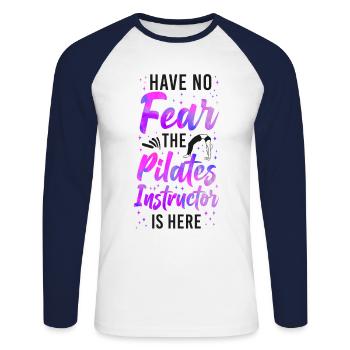 Instructeur de Pilates Enseignant N’ont Pas - T-shirt baseball manches longues Homme - blanc/marine - Devant - Nik (191cm)