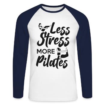 Pilates Instructor Teacher Less - Unisex Baseballshirt langarm - Weiß/Navy - Vorne - Nik (191cm)