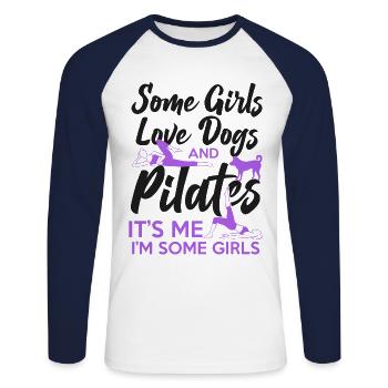 Instructeur de Pilates Professeur Fille - T-shirt baseball manches longues Homme - blanc/marine - Devant - Nik (191cm)