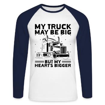 Trucker Fahren Papa Trucker Vater LKW Fahrer - Unisex Baseballshirt langarm - Weiß/Navy - Vorne - Nik (191cm)