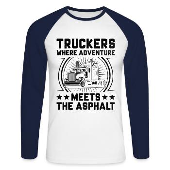 Trucker Fahren Papa Trucker Vater LKW Fahrer - Unisex Baseballshirt langarm - Weiß/Navy - Vorne - Nik (191cm)