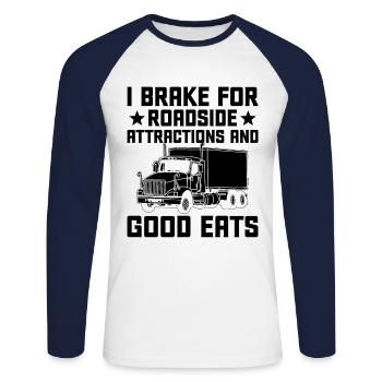 Trucker Fahren Papa Trucker Vater LKW Fahrer - Unisex Baseballshirt langarm - Weiß/Navy - Vorne - Nik (191cm)