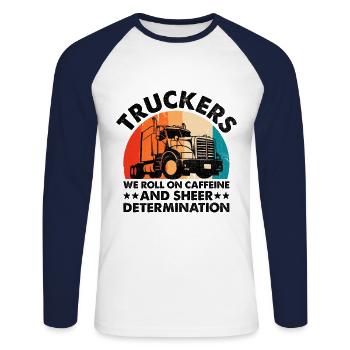 Trucker Fahren Papa Trucker Vater LKW Fahrer - Unisex Baseballshirt langarm - Weiß/Navy - Vorne - Nik (191cm)