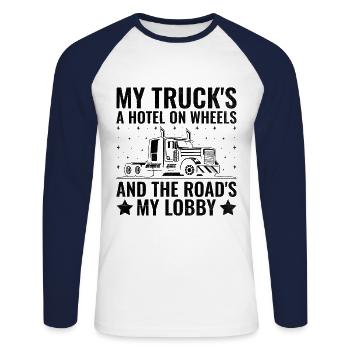 Trucker Fahren Papa Trucker Vater LKW Fahrer - Unisex Baseballshirt langarm - Weiß/Navy - Vorne - Nik (191cm)