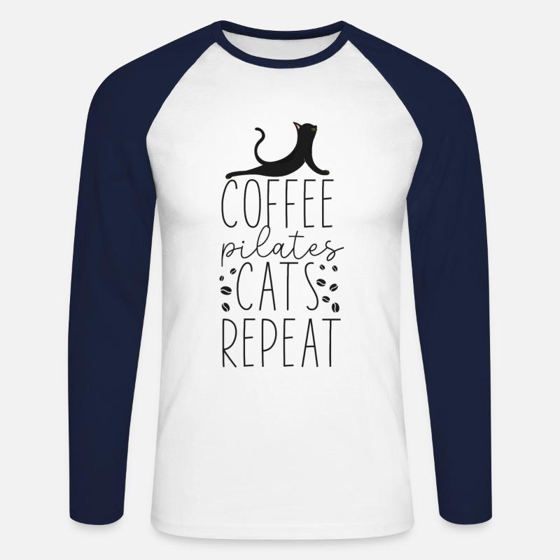 Pilates Instructor Teacher Coffee - Unisex Baseballshirt langarm - Weiß/Navy