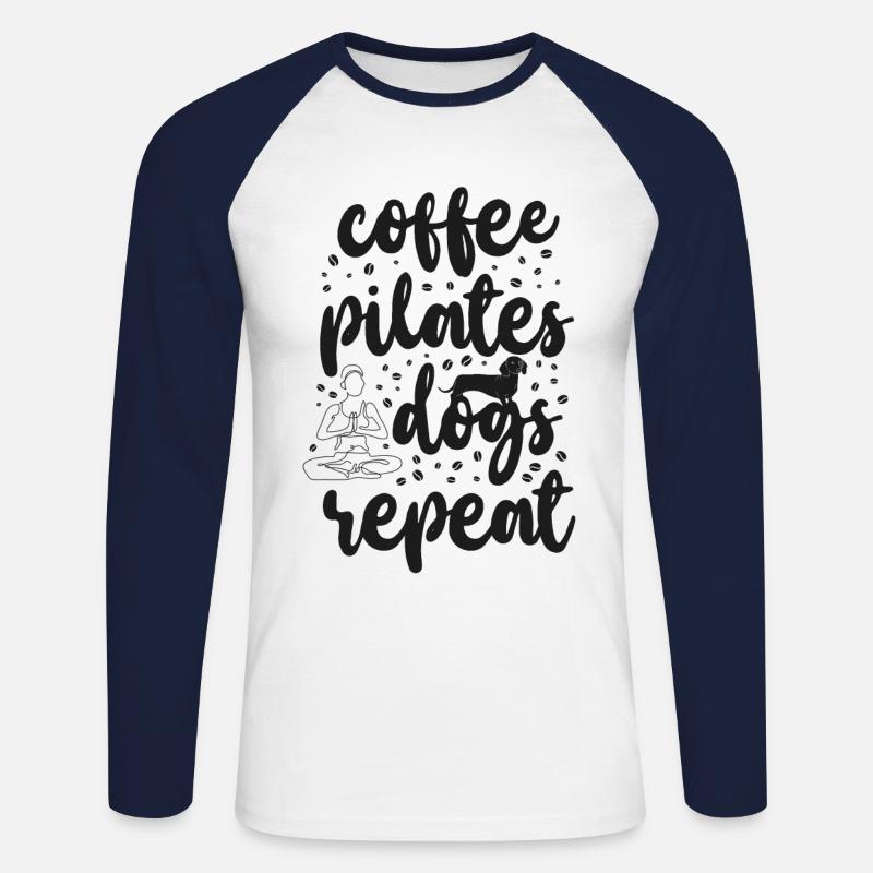Pilates Instructor Teacher Coffee - Unisex Long Sleeve Baseball T-Shirt - white/navy