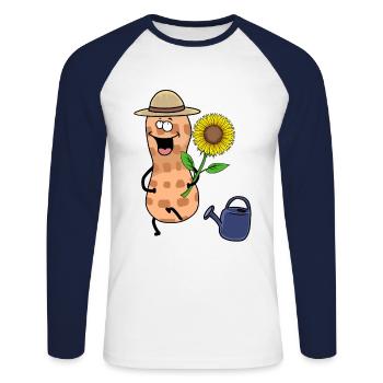 Peanut, Hobby Gardener, Garden, Nature, Nature Lover - Unisex Long Sleeve Baseball T-Shirt - white/navy - Front - Nik (191cm)