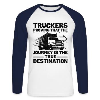 Trucker Fahren Papa Trucker Vater LKW-Fahrer - Unisex Baseballshirt langarm - Weiß/Navy - Vorne - Nik (191cm)