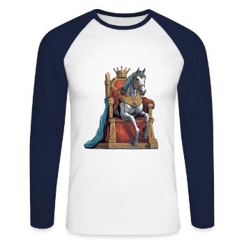 König Pferd Märchenfigur Pferde Märchen - Unisex Baseballshirt langarm - Weiß/Navy - Vorne - Nik (191cm)