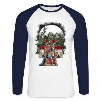 Prince Charming Prince Throne Fairy Tale Fairy Tale Character Ross - Unisex Long Sleeve Baseball T-Shirt - white/navy - Front - Nik (191cm)
