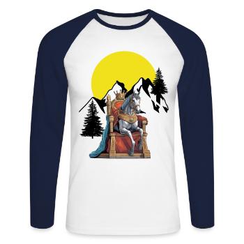 Horse Horses King Kingdom Fantasy Throne Hero - Unisex Long Sleeve Baseball T-Shirt - white/navy - Front - Nik (191cm)
