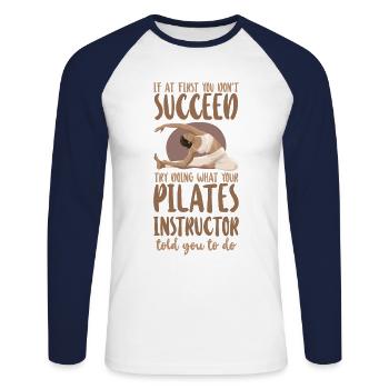 Pilates Instructor Teacher If At - Unisex Long Sleeve Baseball T-Shirt - white/navy - Front - Nik (191cm)