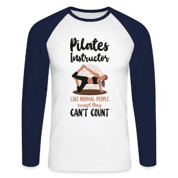 Instructeur de Pilates Professeur de Pilates - T-shirt baseball manches longues Homme - blanc/marine - Devant - Nik (191cm)