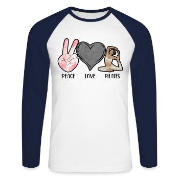 Pilates Instructor Teacher Peace - Unisex Baseballshirt langarm - Weiß/Navy - Vorne - Nik (191cm)