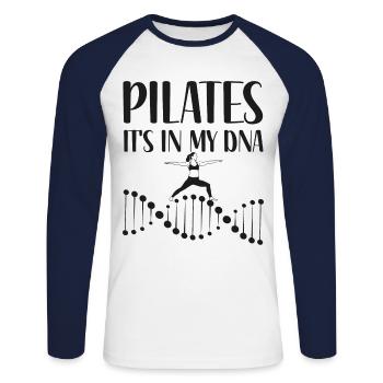 Instructeur de Pilates Professeur de Pilates - T-shirt baseball manches longues Homme - blanc/marine - Devant - Nik (191cm)