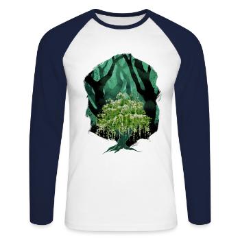 Forest, Nature, Botany, Flora - Unisex Long Sleeve Baseball T-Shirt - white/navy - Front - Nik (191cm)
