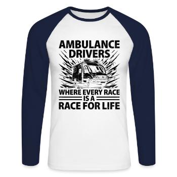 Ambulanciers où chaque course est une course pour L - T-shirt baseball manches longues Homme - blanc/marine - Devant - Nik (191cm)
