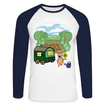 Construction Trailer, Gardener, Peanut, Vegetable, Flowers - Unisex Long Sleeve Baseball T-Shirt - white/navy - Front - Nik (191cm)