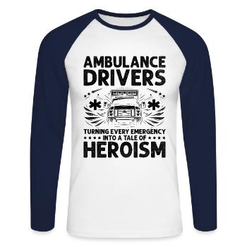 Les ambulanciers transforment chaque urgence en un T - T-shirt baseball manches longues Homme - blanc/marine - Devant - Nik (191cm)
