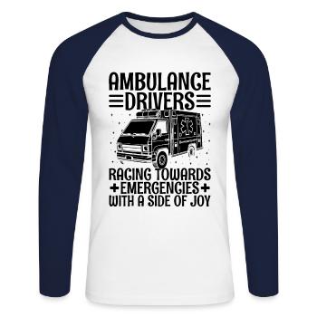Ambulance Drivers Raging Towards Emergencies EMS D - Unisex Long Sleeve Baseball T-Shirt - white/navy - Front - Nik (191cm)