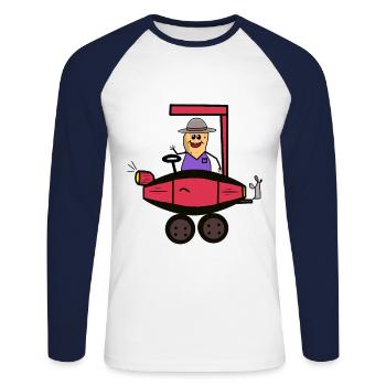 Cacahuète Permis De Conduire De Voiture Écrou Conducteur - T-shirt baseball manches longues Homme - blanc/marine - Devant - Nik (191cm)