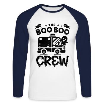 Die Boo Boo Crew Ambulanzfahrer Rettungssanitäter EMS - Unisex Baseballshirt langarm - Weiß/Navy - Vorne - Nik (191cm)