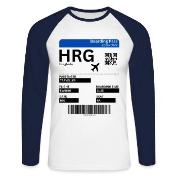 Hurghada Ägypten Flugticket Urlaub Idee - Unisex Baseballshirt langarm - Weiß/Navy - Vorne - Nik (191cm)