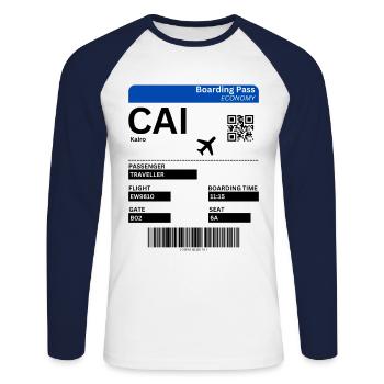 Cairo Ägypten Flugticket Kairo Urlaub Idee - Unisex Baseballshirt langarm - Weiß/Navy - Vorne - Nik (191cm)