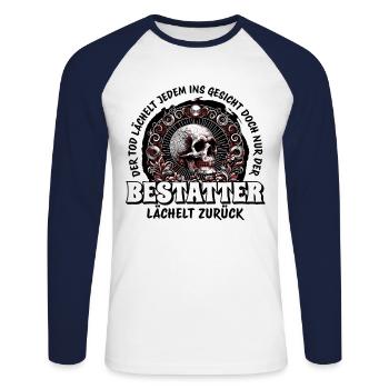 Bestatter Bestattungsfachkraft Geschenkidee Cool - Unisex Baseballshirt langarm - Weiß/Navy - Vorne - Nik (191cm)