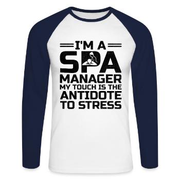 SPA-Manager Job Wellness Lustiges SPA-Management Sayi - Unisex Baseballshirt langarm - Weiß/Navy - Vorne - Nik (191cm)