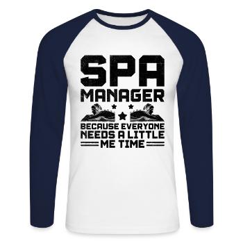 SPA-Manager Job Wellness Lustiges SPA-Management Sayi - Unisex Baseballshirt langarm - Weiß/Navy - Vorne - Nik (191cm)