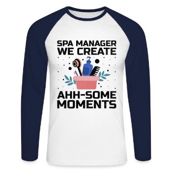 SPA Manager Job Wellness Funny SPA Management Sayi - Unisex Long Sleeve Baseball T-Shirt - white/navy - Front - Nik (191cm)