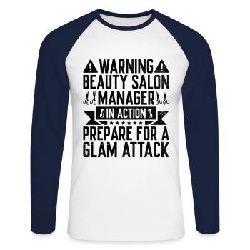 SPA Manager Job Wellness Funny SPA Management Sayi - Unisex Long Sleeve Baseball T-Shirt - white/navy - Front - Nik (191cm)