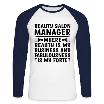 SPA Manager Job Wellness Funny SPA Management Sayi - Unisex Long Sleeve Baseball T-Shirt - white/navy - Front - Nik (191cm)