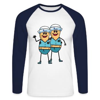 Cacahuètes Marins Garçons Marins Marins - T-shirt baseball manches longues Homme - blanc/marine - Devant - Nik (191cm)