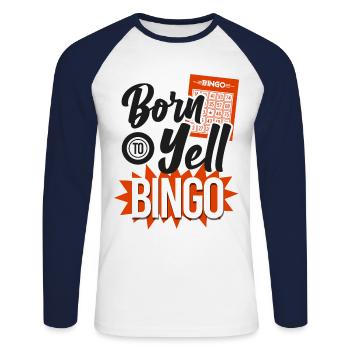 Bingo Player Born To Yell Bingo - Unisex Baseballshirt langarm - Weiß/Navy - Vorne - Nik (191cm)