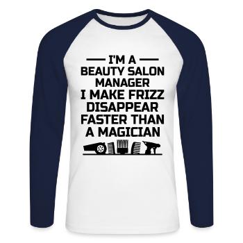 SPA Manager Job Wellness Funny SPA Management Sayi - Unisex Long Sleeve Baseball T-Shirt - white/navy - Front - Nik (191cm)