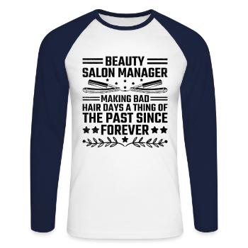SPA Manager Job Wellness Funny SPA Management Sayi - Unisex Long Sleeve Baseball T-Shirt - white/navy - Front - Nik (191cm)