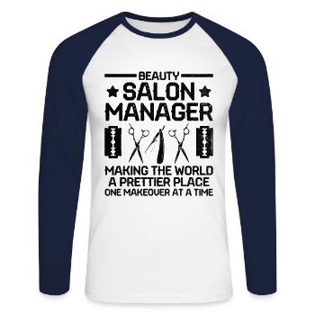 SPA-Manager Job Wellness Lustiges SPA-Management Sayi - Unisex Baseballshirt langarm - Weiß/Navy - Vorne - Nik (191cm)