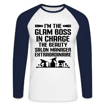 SPA-Manager Job Wellness Lustiges SPA-Management Sayi - Unisex Baseballshirt langarm - Weiß/Navy - Vorne - Nik (191cm)