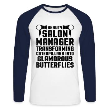 SPA Manager Job Wellness Funny SPA Management Sayi - Unisex Long Sleeve Baseball T-Shirt - white/navy - Front - Nik (191cm)