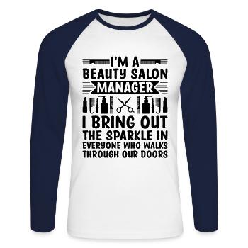 SPA-Manager Job Wellness Lustiges SPA-Management Sayi - Unisex Baseballshirt langarm - Weiß/Navy - Vorne - Nik (191cm)