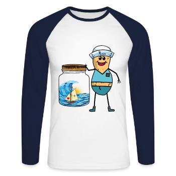 Erdnüsse Seemänner Seefahrer Boot Schiff Matrosen - Unisex Baseballshirt langarm - Weiß/Navy - Vorne - Nik (191cm)