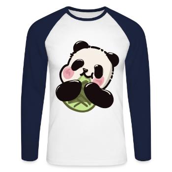 Süßer Panda – Bambus Snack - Unisex Baseballshirt langarm - Weiß/Navy - Vorne - Nik (191cm)
