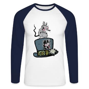 Funny Animals, Rats, Rat, Rodents, Mouse, Mice - Unisex Long Sleeve Baseball T-Shirt - white/navy - Front - Nik (191cm)