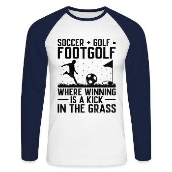 Footgolf Player Foot Golf Playing Footgolfers Foot - Unisex Long Sleeve Baseball T-Shirt - white/navy - Front - Nik (191cm)