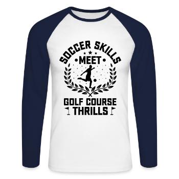 Footgolf Player Foot Golf Playing Footgolfers Foot - Unisex Long Sleeve Baseball T-Shirt - white/navy - Front - Nik (191cm)
