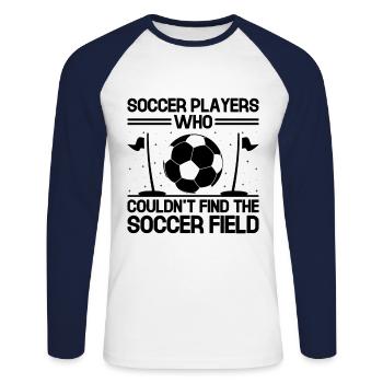 Footgolf Player Foot Golf Playing Footgolfers Foot - Unisex Long Sleeve Baseball T-Shirt - white/navy - Front - Nik (191cm)