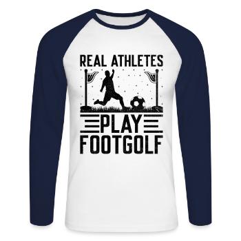 Footgolf Player Foot Golf Playing Footgolfers Foot - Unisex Long Sleeve Baseball T-Shirt - white/navy - Front - Nik (191cm)